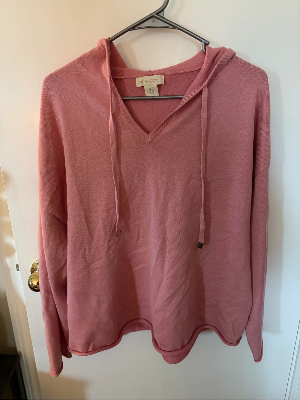 Cynthia Rowley Rose V-Neck Hoodie Pullover